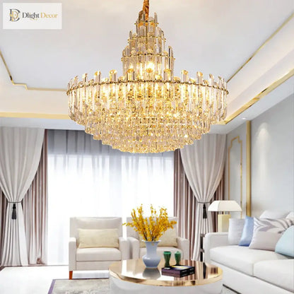LED Crystal Gold Chandelier | Modern Dining Room Lighting