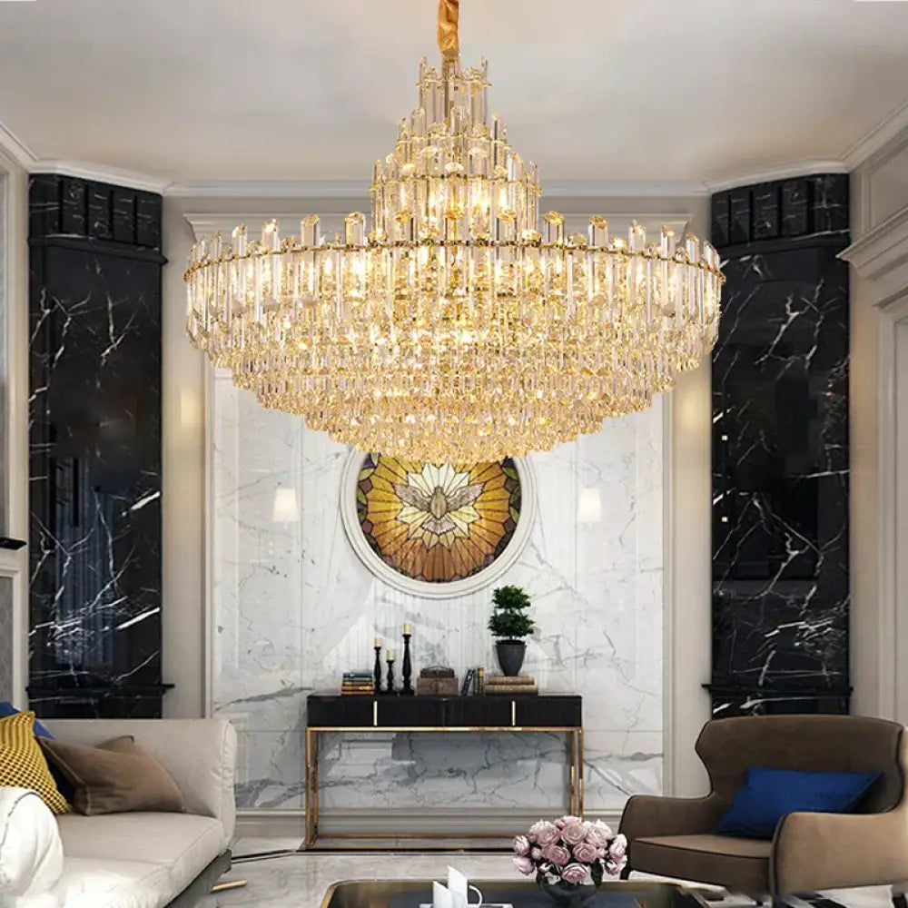 LED Crystal Gold Chandelier | Modern Dining Room Lighting