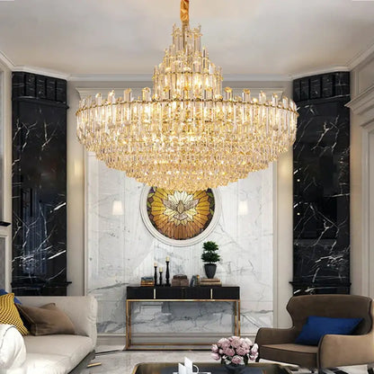 LED Crystal Gold Chandelier | Modern Dining Room Lighting
