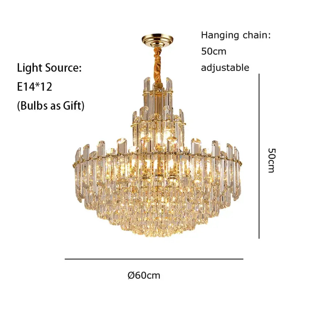 LED Crystal Gold Chandelier | Modern Dining Room Lighting