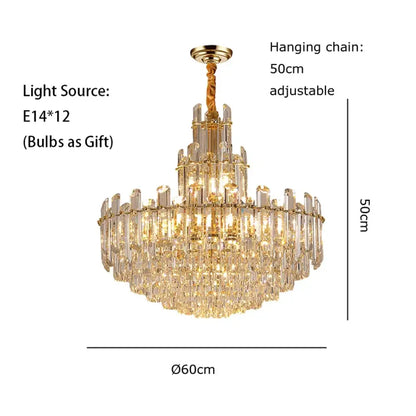 LED Crystal Gold Chandelier | Modern Dining Room Lighting
