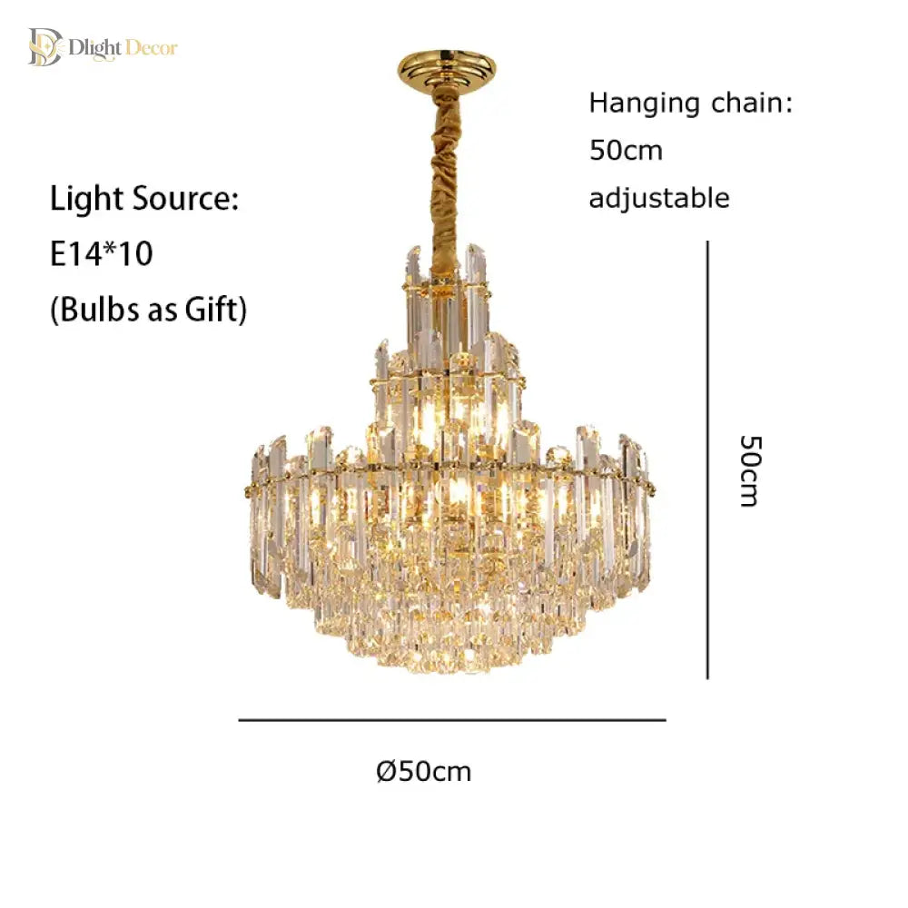 LED Crystal Gold Chandelier | Modern Dining Room Lighting