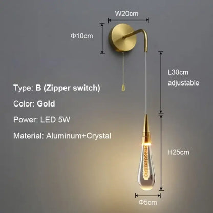 LED Crystal Wall Sconce | Bedroom & Bedside Lighting