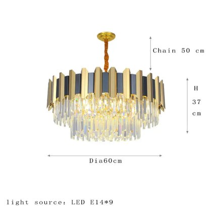 LED Modern Stainless Steel Crystal Chandeliers - Elegant Home Lighting for Foyers and Entrances