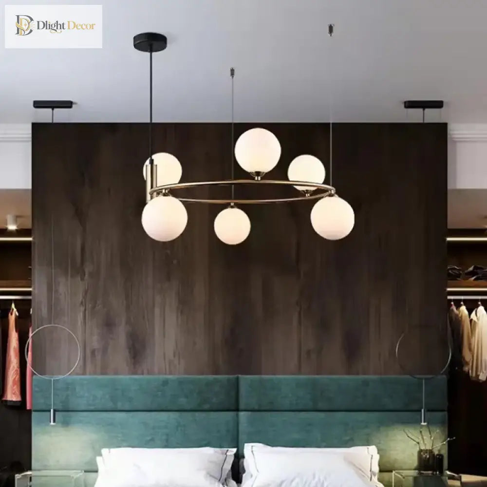LED Nordic Glass Chandelier | Modern Bedroom Lighting
