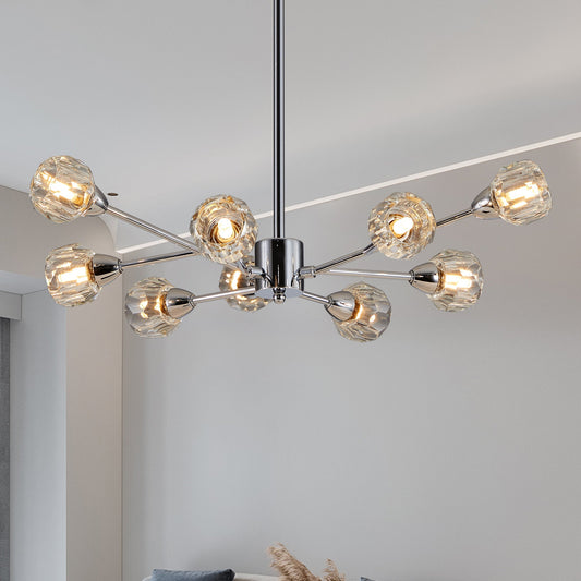 28" Modern Crystal Chandelier with 9 Lights - Chrome