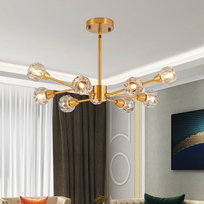 28" Modern Crystal Chandelier with 9 Lights - Golden