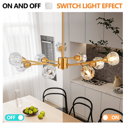 28" Modern Crystal Chandelier with 9 Lights - Golden