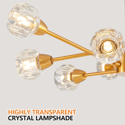 28" Modern Crystal Chandelier with 9 Lights - Golden