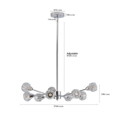 28" Modern Crystal Chandelier with 9 Lights - Chrome