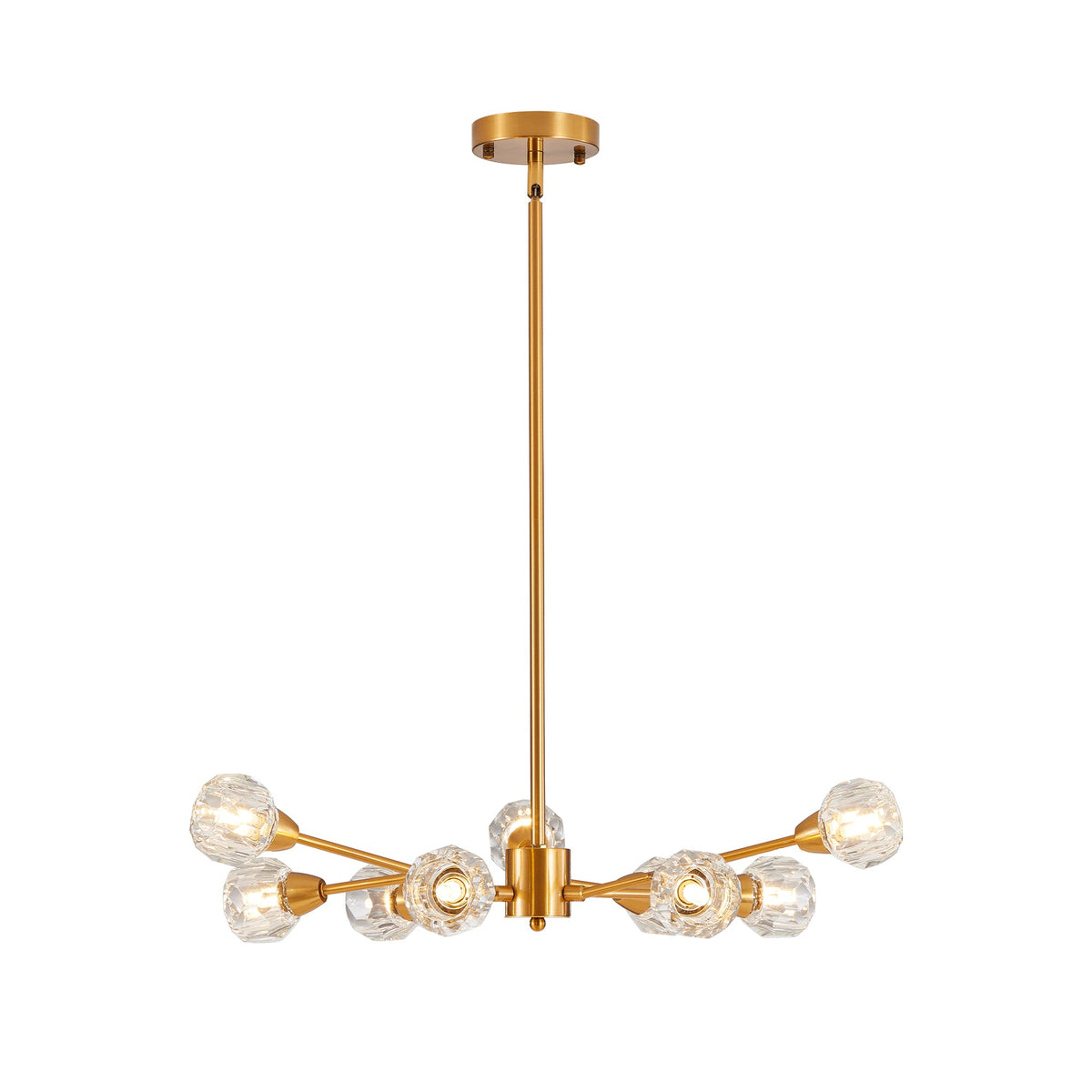 28" Modern Crystal Chandelier with 9 Lights - Golden