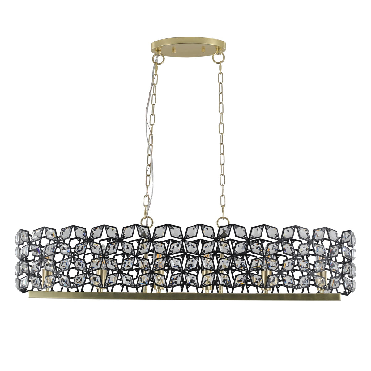 39" Contemporary Crystal Pendant Chandelier with K9 Crystal - Black & Gold