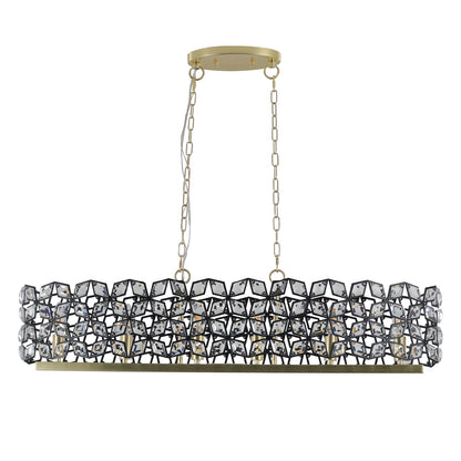 39" Contemporary Crystal Pendant Chandelier with K9 Crystal - Black & Gold
