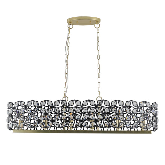 39" Contemporary Crystal Pendant Chandelier with K9 Crystal - Black & Gold