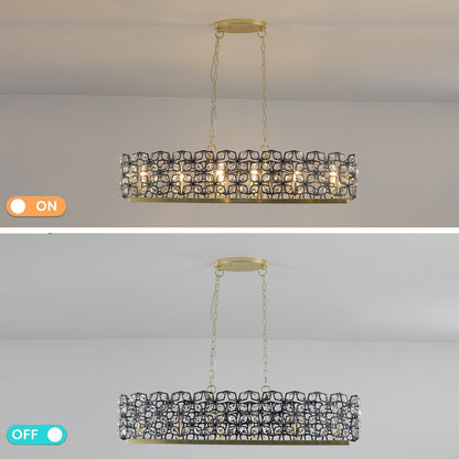 39" Contemporary Crystal Pendant Chandelier with K9 Crystal - Black & Gold