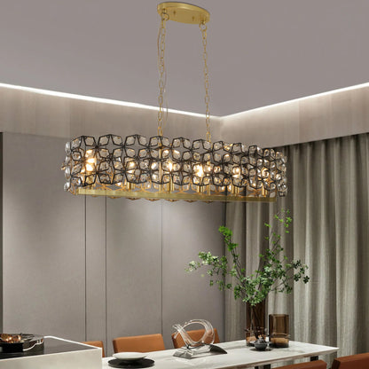 39" Contemporary Crystal Pendant Chandelier with K9 Crystal - Black & Gold