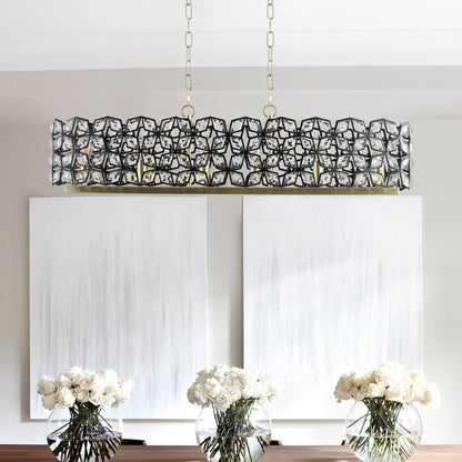 39" Contemporary Crystal Pendant Chandelier with K9 Crystal - Black & Gold