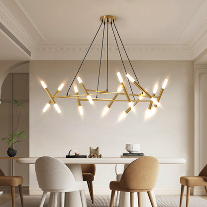 Golden Modern Chandelier Light Fixture with Branch Design - Gold