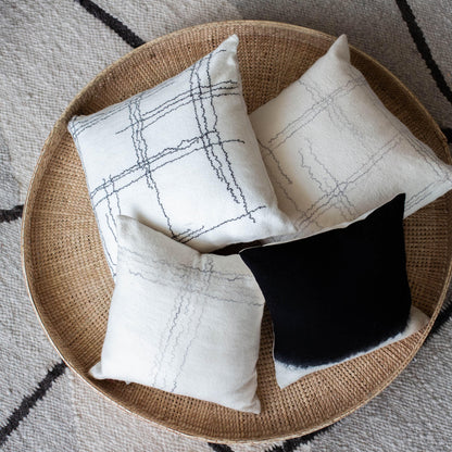Linear Organic Wool and Silk Throw Pillow