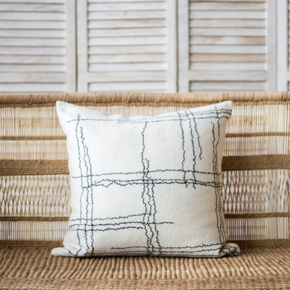 Linear Organic Wool and Silk Throw Pillow