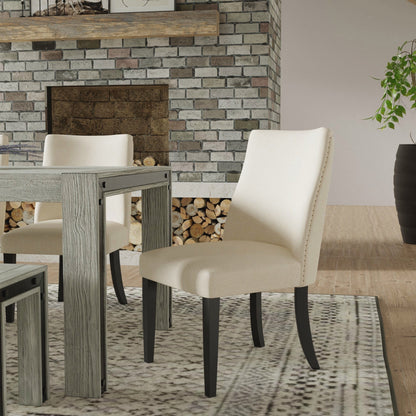 Live Edge Parson Chairs, Cream/Black