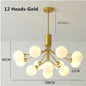Luxury Gold Nordic Glass Ball Chandelier - LED Magic Bean Apiales Chandeliers for Bedrooms, Kitchens, Dining Rooms, and Cafe Lighting