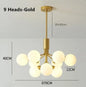 Luxury Gold Nordic Glass Ball Chandelier - LED Magic Bean Apiales Chandeliers for Bedrooms, Kitchens, Dining Rooms, and Cafe Lighting