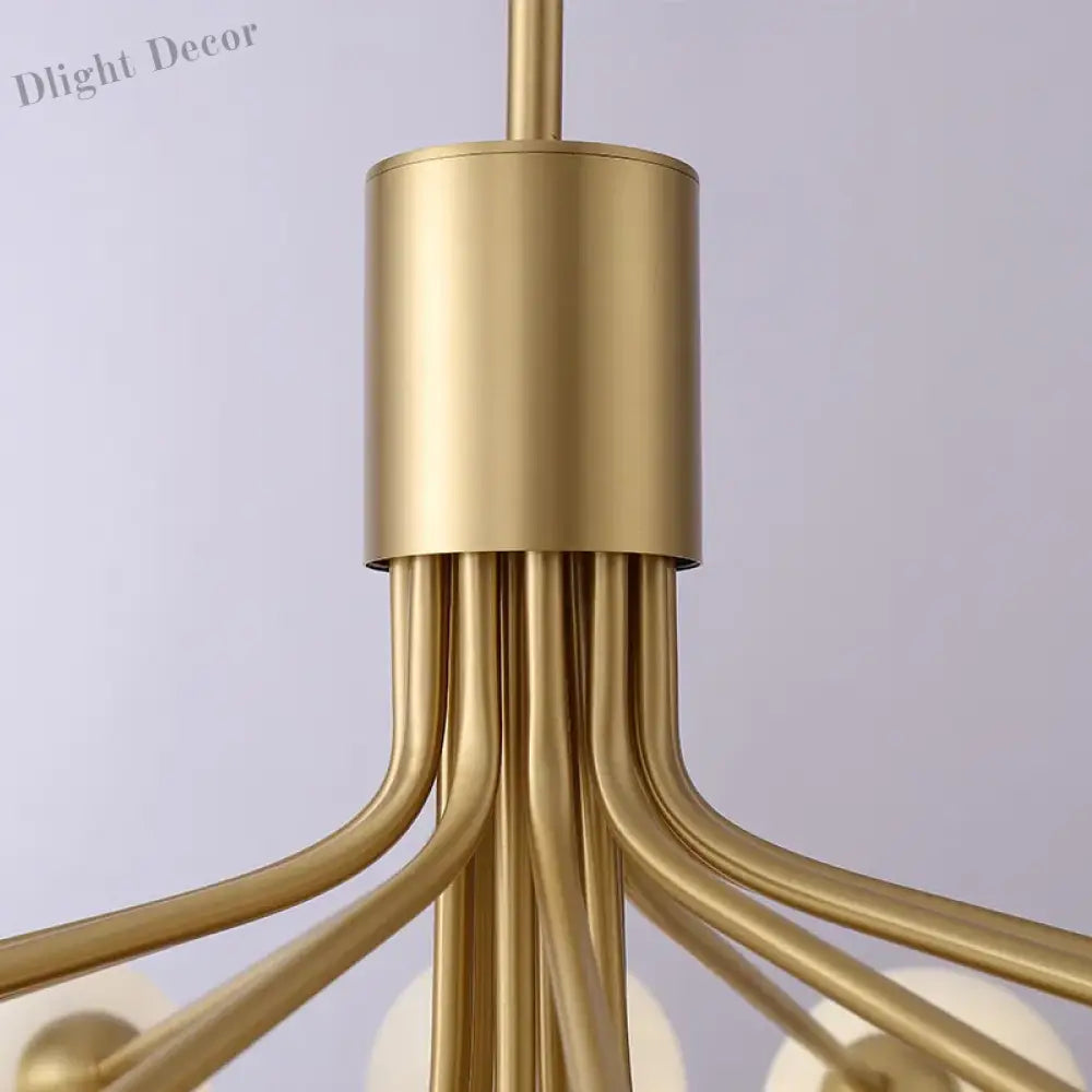 Luxury Gold Nordic Glass Ball Chandelier - LED Magic Bean Apiales Chandeliers for Bedrooms, Kitchens, Dining Rooms, and Cafe Lighting