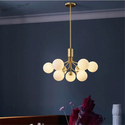 Luxury Gold Nordic Glass Ball Chandelier - LED Magic Bean Apiales Chandeliers for Bedrooms, Kitchens, Dining Rooms, and Cafe Lighting
