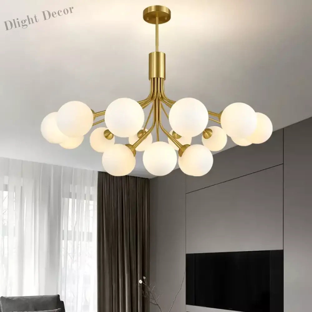 Luxury Gold Nordic Glass Ball Chandelier - LED Magic Bean Apiales Chandeliers for Bedrooms, Kitchens, Dining Rooms, and Cafe Lighting