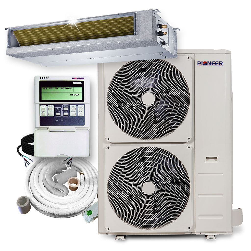 Pioneer Quantum Ultra 48,000 BTU 17 SEER2 230V Slim-Duct Ceiling Concealed Mini-Split Air Conditioner Inverter Heat Pump Full Set