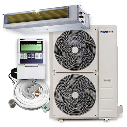 Pioneer Quantum Ultra 48,000 BTU 17 SEER2 230V Slim-Duct Ceiling Concealed Mini-Split Air Conditioner Inverter Heat Pump Full Set