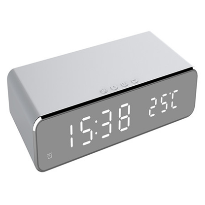 LED Alarm Clock with Wireless Charger and USB Port
