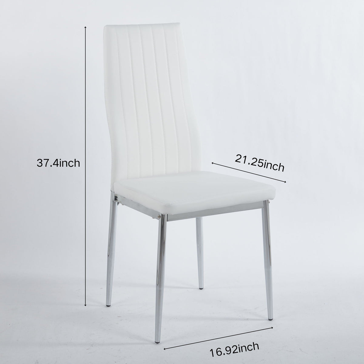 Minimalist Design Dining Chair Set of 4 with Metal Frame - Black or White
