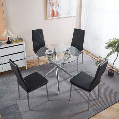 Minimalist Design Dining Chair Set of 4 with Metal Frame - Black or White