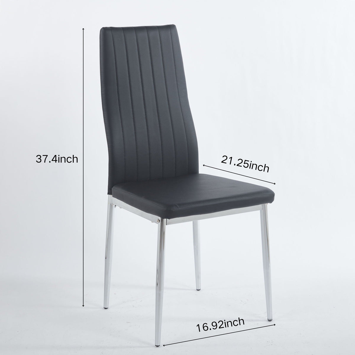 Minimalist Design Dining Chair Set of 4 with Metal Frame - Black or White