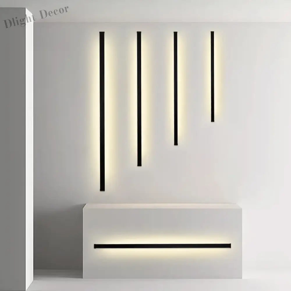 Modern Black LED Wall Lamp - Perfect for Dining Room, Living Room Decoration, LED Long Strip Wall Lights, Staircase Corner Wall Lamp