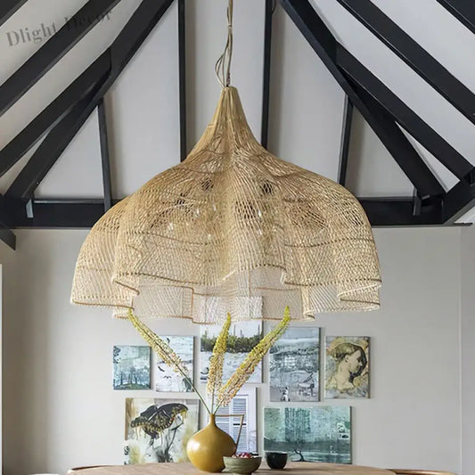 Modern Creative Art Rattan Pendant Lights - Handmade Elegance for Living Rooms, Restaurants, and Kitchen Decor