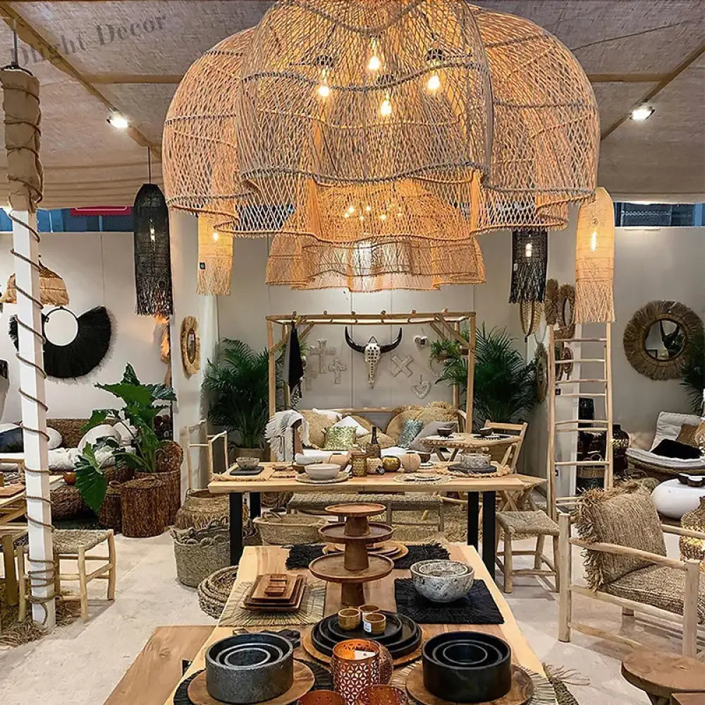 Modern Creative Art Rattan Pendant Lights - Handmade Elegance for Living Rooms, Restaurants, and Kitchen Decor