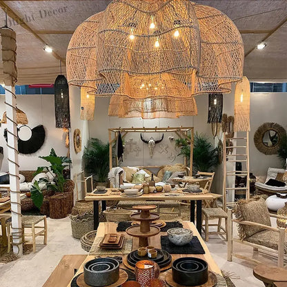Modern Creative Art Rattan Pendant Lights - Handmade Elegance for Living Rooms, Restaurants, and Kitchen Decor