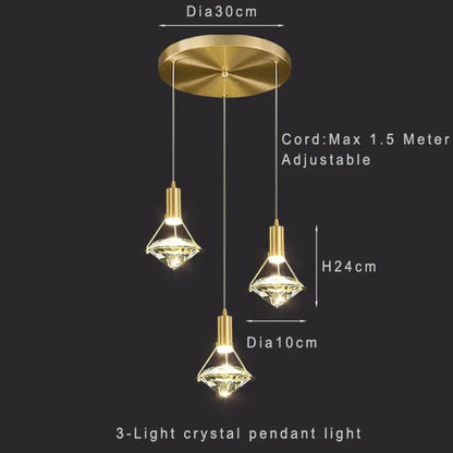 Modern Crystal LED Pendant Lights - Elegant Hanging Chandeliers for Living Rooms, Dining Areas, Kitchens, Restaurants, Bars, and Home Decor
