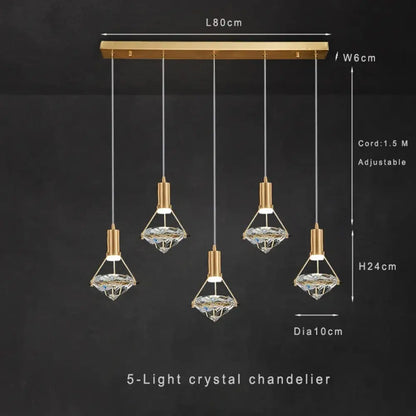 Modern Crystal LED Pendant Lights - Elegant Hanging Chandeliers for Living Rooms, Dining Areas, Kitchens, Restaurants, Bars, and Home Decor