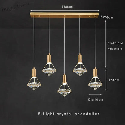 Modern Crystal LED Pendant Lights - Elegant Hanging Chandeliers for Living Rooms, Dining Areas, Kitchens, Restaurants, Bars, and Home Decor