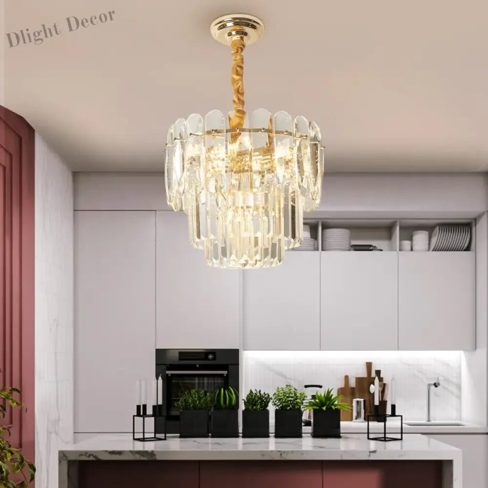 Modern Crystal LED Pendant Lights - Gold Elegance for Living Rooms, Kitchens, Dining Rooms, and Bedrooms in Nordic Loft Style