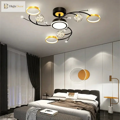 Modern Gold Flush Mount Light | Modern Bedroom Lighting