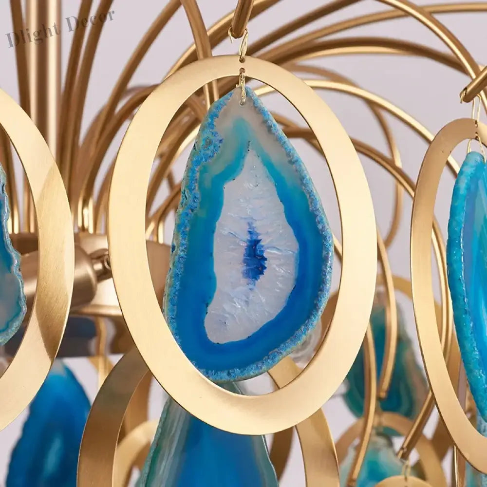 Modern LED Crown Agate Ceiling Chandeliers - Light Luxury Elegance for Living and Dining Spaces