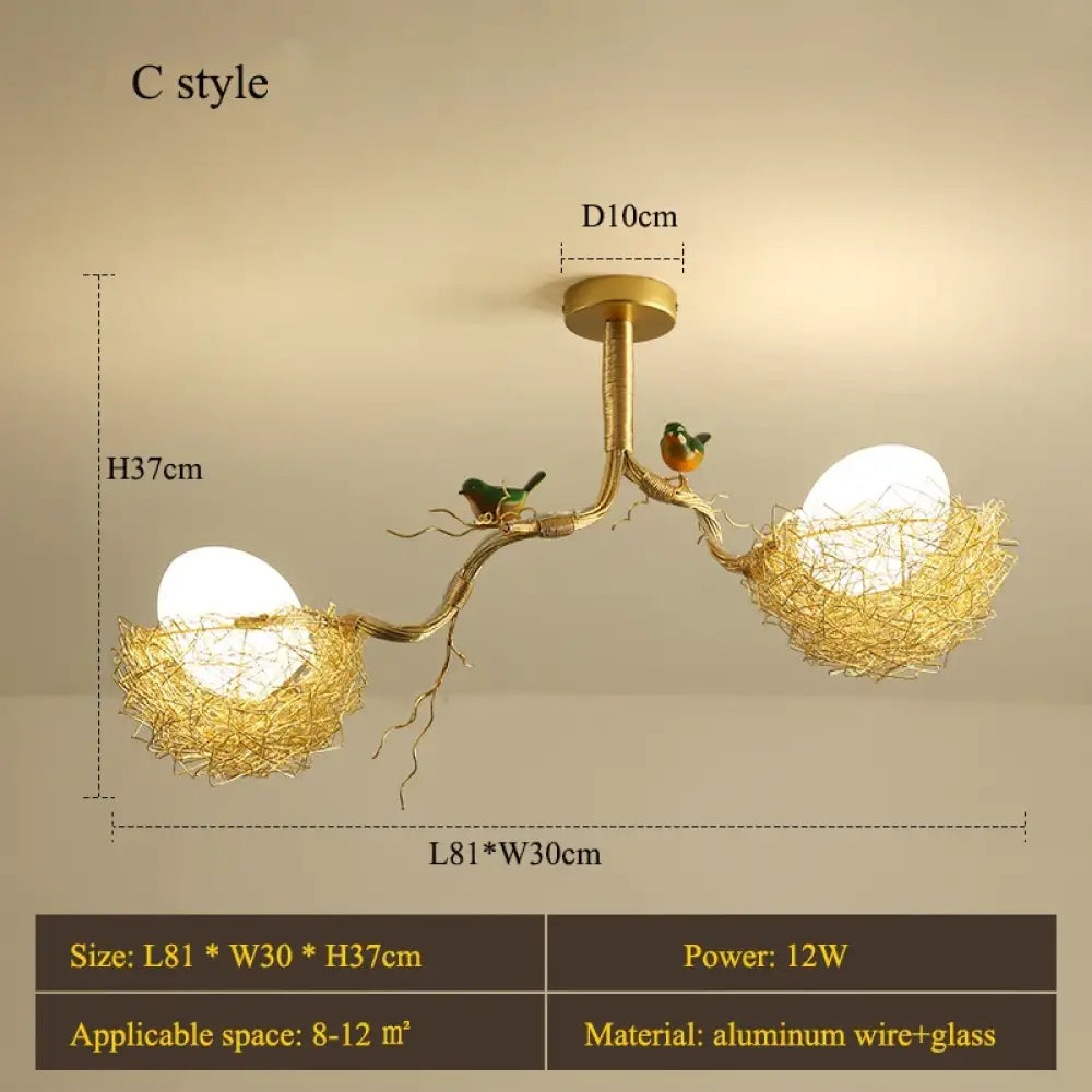 Modern LED Gold Bird's Nest Chandeliers - Illuminate Your Living, Dining, and Kitchen Spaces with Unique Elegance