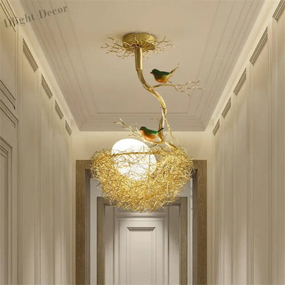 Modern LED Gold Bird's Nest Chandeliers - Illuminate Your Living, Dining, and Kitchen Spaces with Unique Elegance