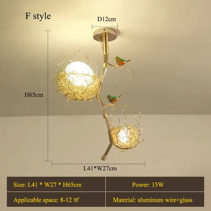 Modern LED Gold Bird's Nest Chandeliers - Illuminate Your Living, Dining, and Kitchen Spaces with Unique Elegance