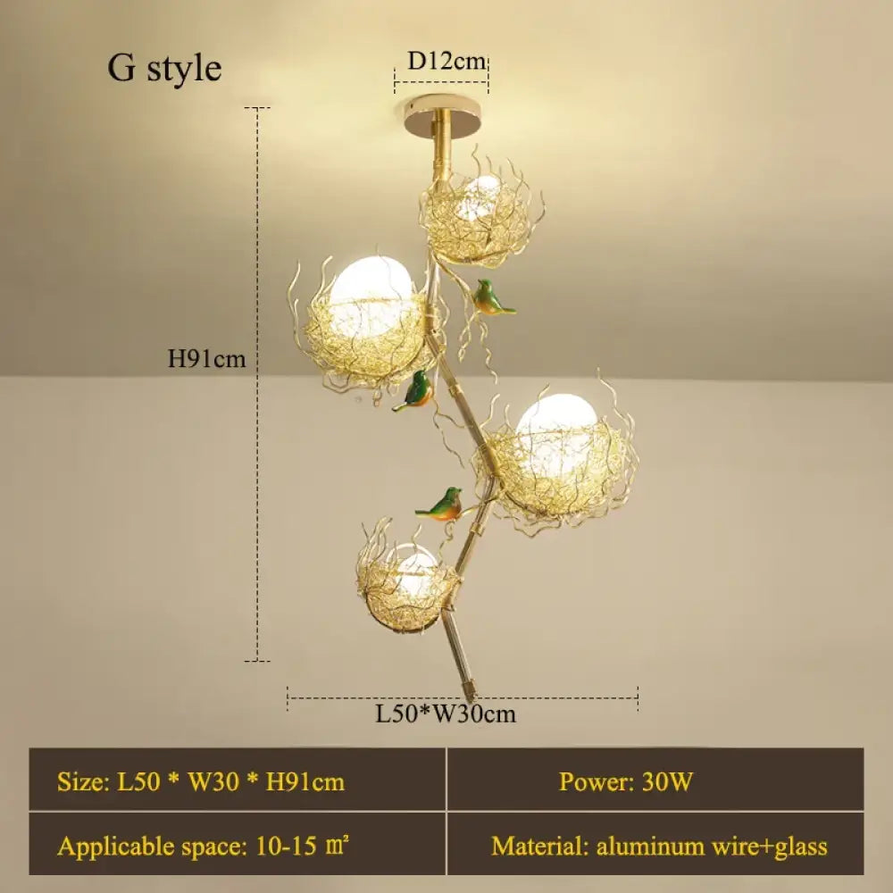 Modern LED Gold Bird's Nest Chandeliers - Illuminate Your Living, Dining, and Kitchen Spaces with Unique Elegance